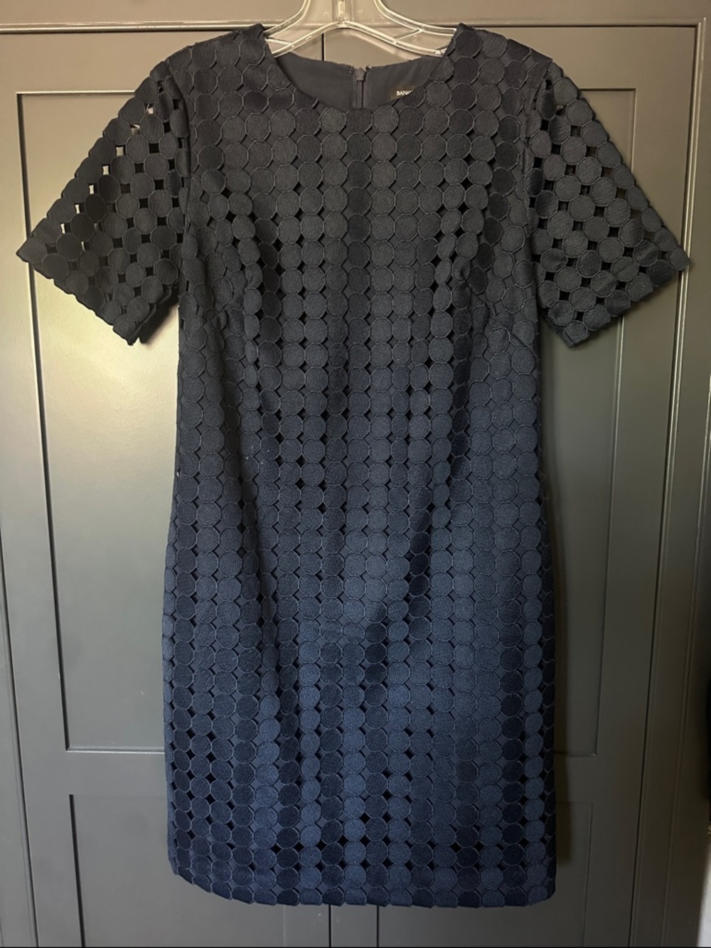 Banana Republic Navy Textured Circle Shift Dress
